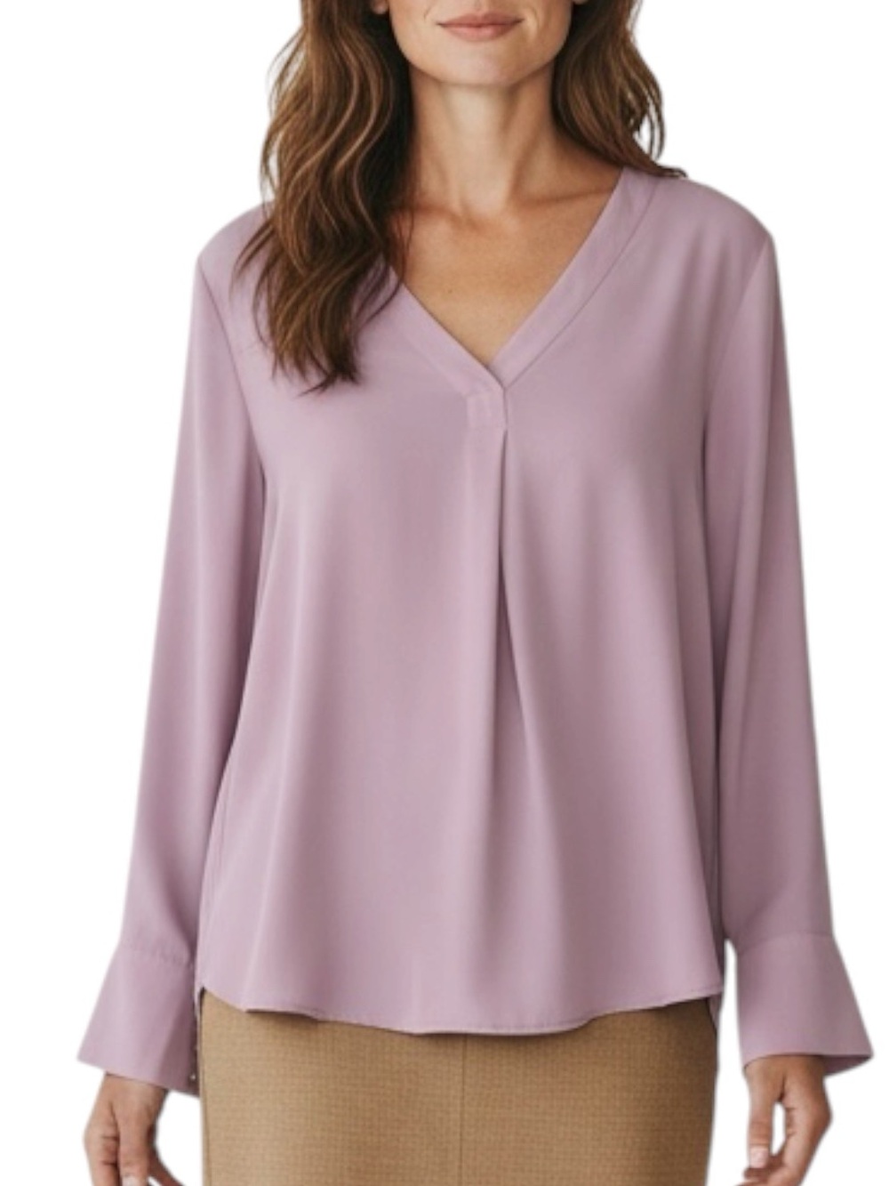 ANN TAYLOR V-Neck Long Sleeve Blouse in Dusty Lilac Size MED — NWT